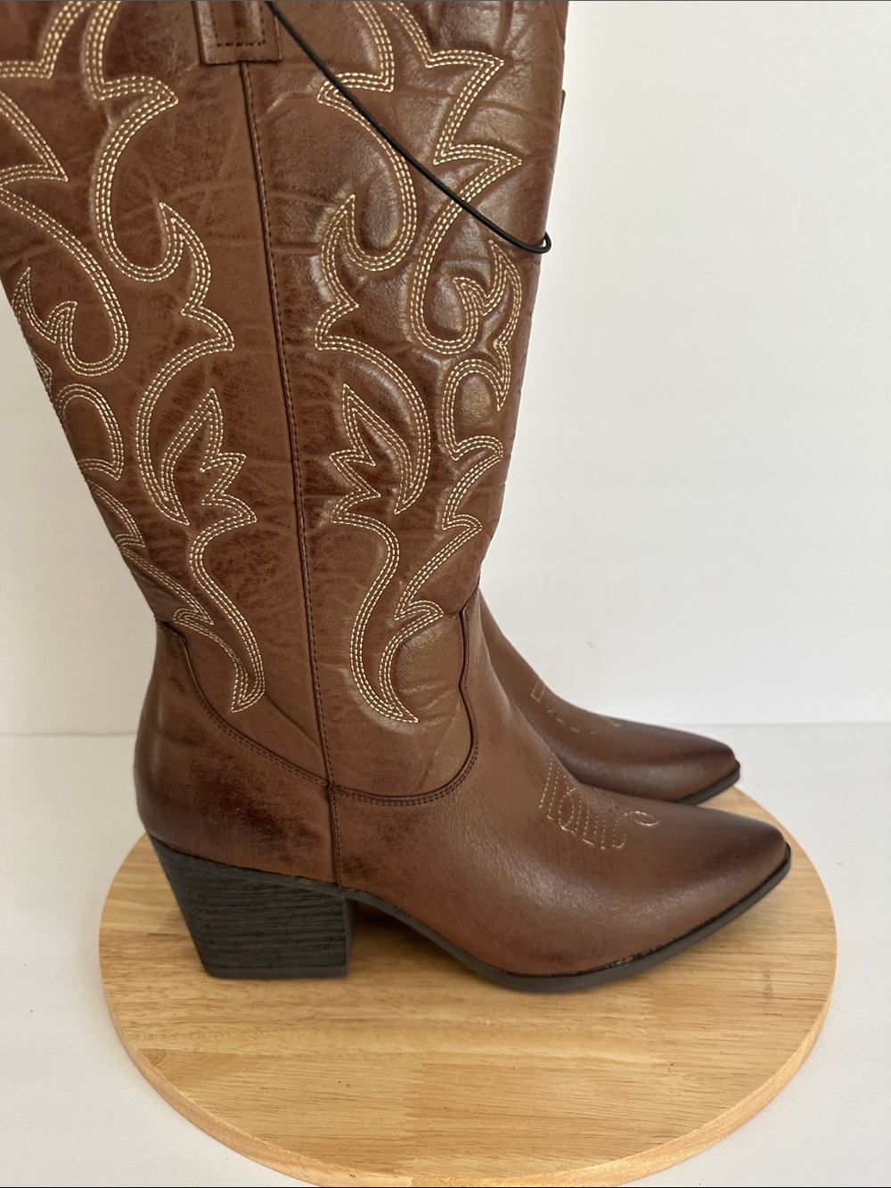 Pop Womens Barry Block Heel Cowboy Boots - Picture 2 of 6